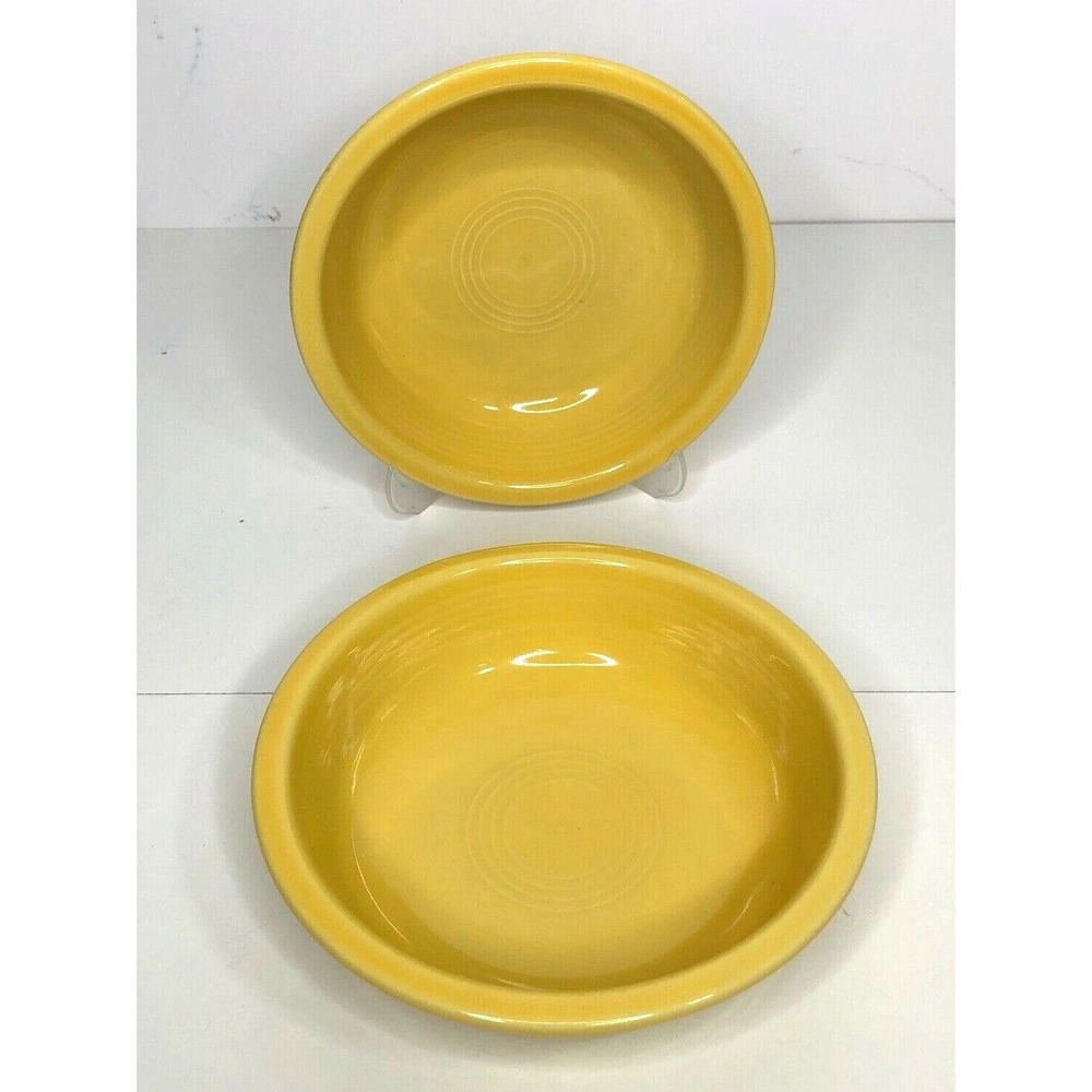 Fiestaware 2 HLC Homer Laughlin Yellow Sunflower Medium Bowl Soup Cereal 7"